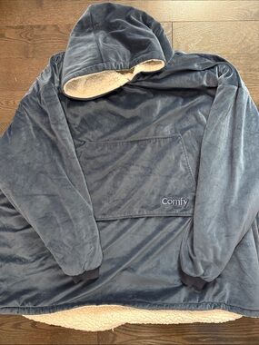 Comfy Women's Plush Hooded Robe - Navy Blue